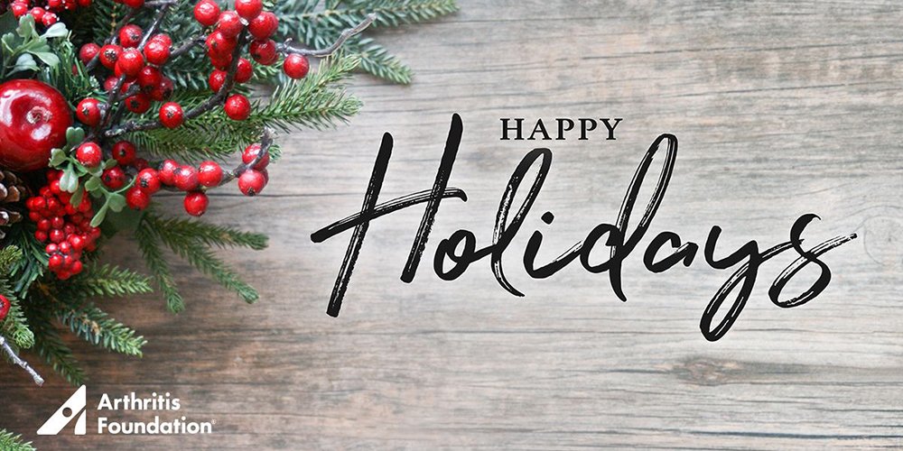 ArthritisFdn's tweet photo. Happy holidays to our friends, volunteers, advocates, supporters, partners, staff and our whole arthritis family! Wishing you a holiday filled with joy and love! Thank you for all you do to support our cause. https://t.co/fTaMfNdlZr