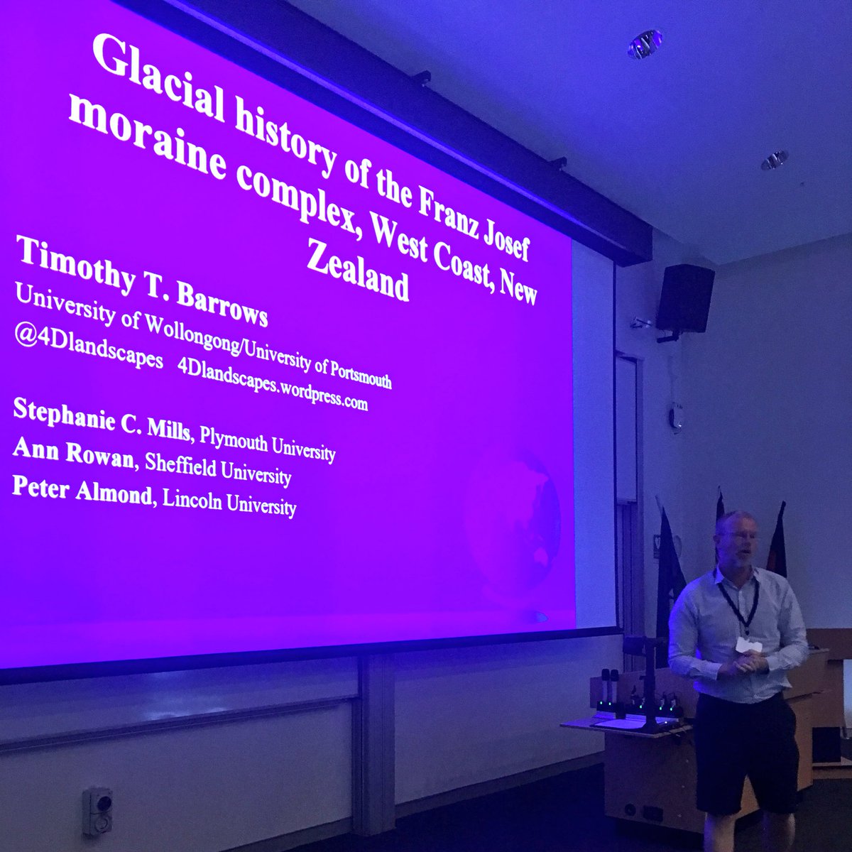 jacinta_greer's tweet photo. Tim Barrows gives an overview of the glacial history of the Franz Josef moraine complex in New Zealand’s southern alps #AQUA2018 @AusQuaternary @4Dlandscapes https://t.co/o3cBYSjUuI