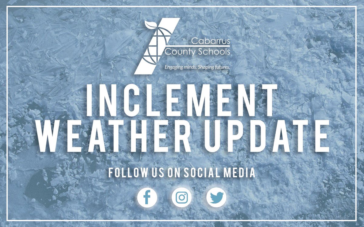 CabCoSchools's tweet photo. Cabarrus County Schools will be closed for students on Monday, Dec. 10th. Students will not have to make-up the day.

Reporting guidelines for employees can be found on the Finance Department page. https://t.co/GLffkVafyh