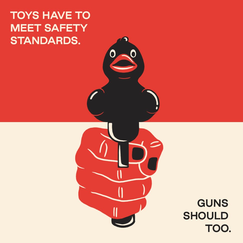 TOMS's tweet image. Guns are the only consumer products manufactured in the US that are not subject to federal health and safety regulation. Universal background checks are just one of the practical gun safety measures we can take to help #endgunviolencetogether.