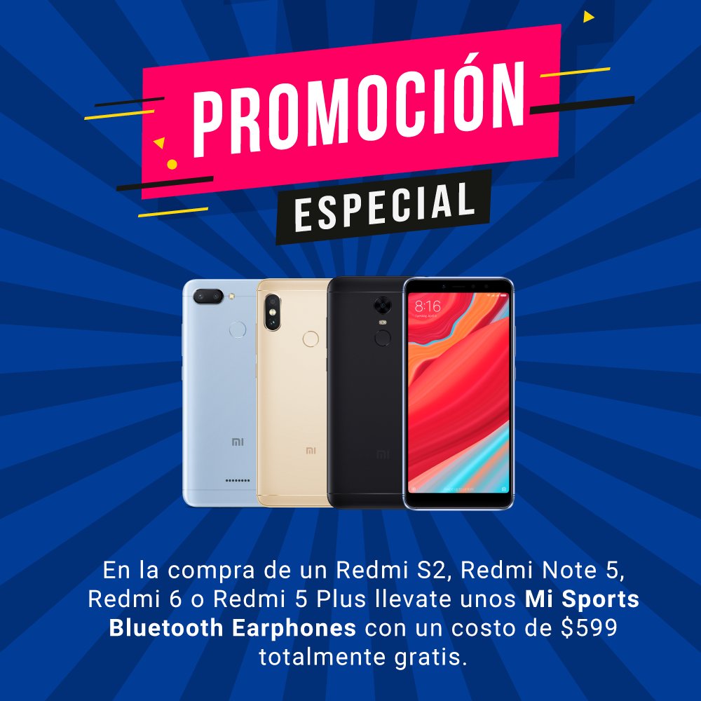 novela erección regla Xiaomi México on Twitter: "#MiLovesMexico Llévense unos Mi Sports Bluetooth  Earphones de regalo al comprar un Redmi 6, Redmi 5 Plus, Redmi Note 5 o un  Redmi S2. Promoción válida sólo en