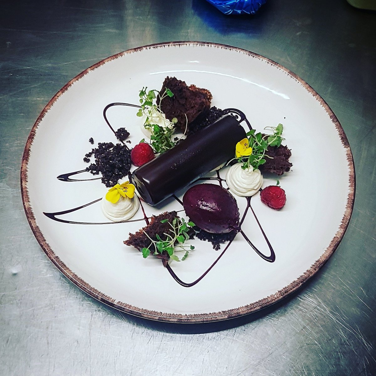 Black Forest gateau, 40 second cherry brandy sponge, cherry and kirsch sorbet, chocolate mousse, macerated cherries.... @whitehartofwytham