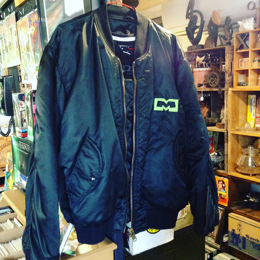 4thisandthat's tweet photo. Wow. Just in: Awesome, rare,  80's/90's Vjay bomber jacket from Much Music! This will NOT last long... #ptbo #funkifyyourlife #kawarthas #vintage #modern #gifts #collectibles #vinyl #art #decor #jewelry #comics #popculture #muchmusic #canadianmade #shoplocal https://t.co/FDyy3e9MDw