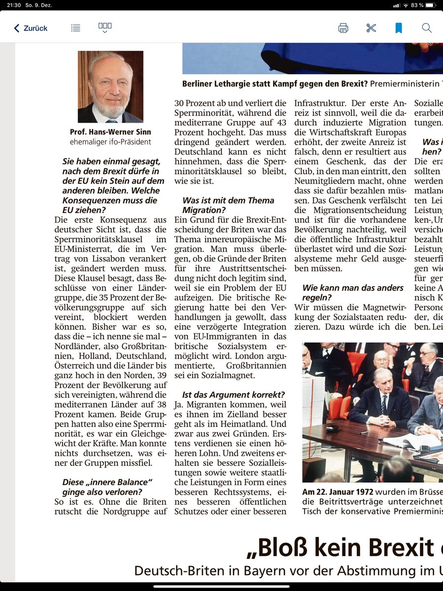 Prof. Sinn benennt Montag im Merkur den entscheidenden Grund dafür, dass Deutschland viel energischer für den Verbleib der Briten in der EU kämpfen müsste. #Brexit #EU #Merkel