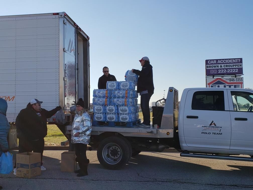 Our first full pallet of relief supplies being delivered. St. Louis area, bring Wildfire relief supplies until 5pm at 900 South Highway Drive in Fenton. From a can of soup, to a pallet of water, you'll help thousands of lives during the holidays #CaliforniaFires #STL