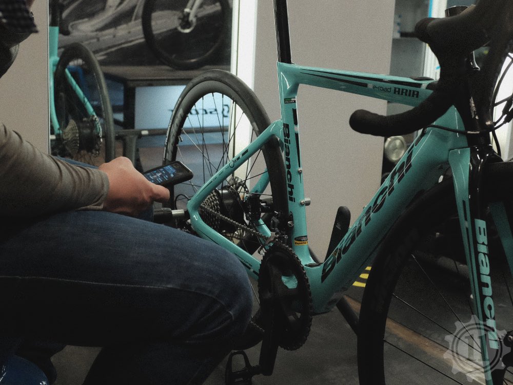 The_11_Inc's tweet photo. The @BianchiOfficial E-road Aria Disc VERY simply connects to your phone via the EbikeMotion App, allowing you to set your heart rate pedal assist, speed, gradient assist and more. #the11inc #bianchi #ebikemotion #ebike #eroadbike #aria https://t.co/v4bNhlGwZu