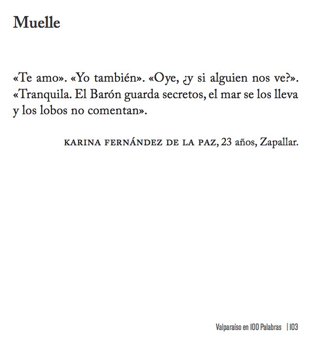 #cuentodeldía: "Muelle", publicado en el libro con los mejores 100 cuentos de la versión IV de #valparaísoen100palabras