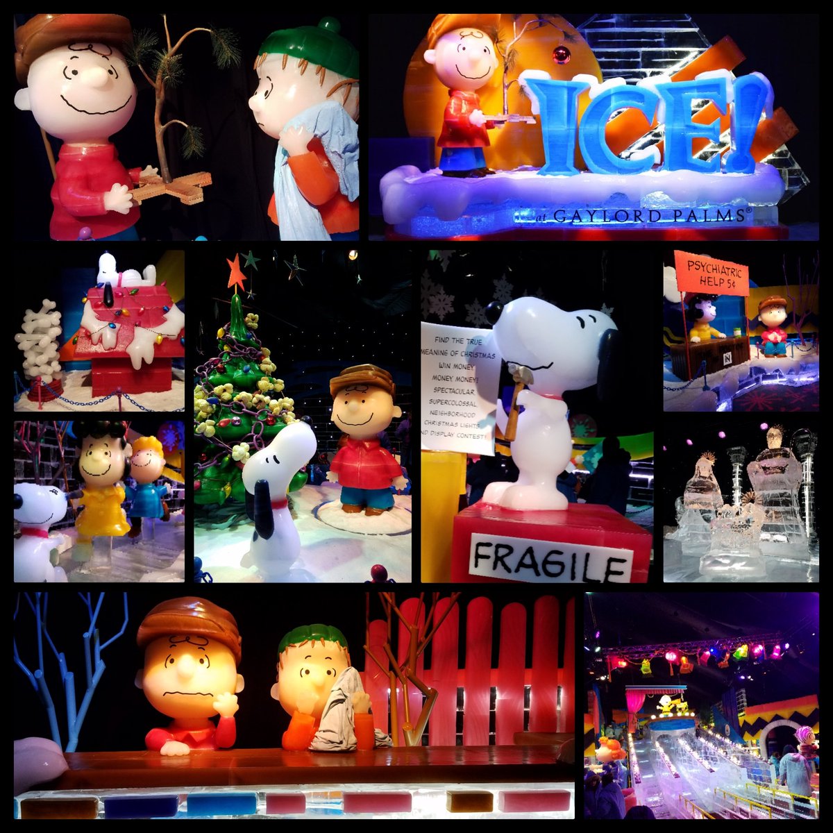 The 'Ice! featuring A Charlie Brown Christmas' Exhibit at @GaylordNational is amazing. Incredible artistry carved out of ice. Check it out! #BlueParka @Snoopy
