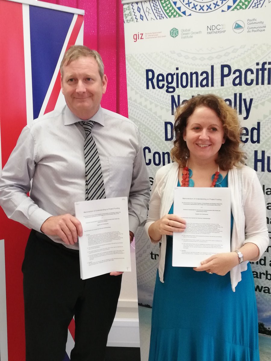 The UK is delighted to sign an MOU with GIZ for £1.2million to support the establishment the Regional Pacific NDC Hub. This innovative regional resource will provide technical assistance to Commonwealth PICs for NDC implementation, enhancement and financing @Commonwealth18