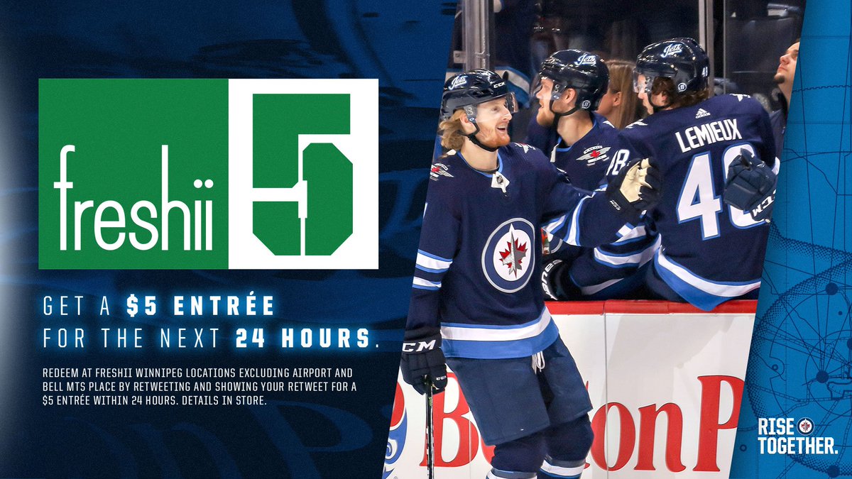 Since the #NHLJets scored FIVE times today, YOU win with a $5 <a href="/freshii/">Freshii</a> entree for the next 24 hours at participating WPG locations!

RETWEET this tweet and show your retweet to redeem.  

#GoJetsGo | #PHIvsWPG