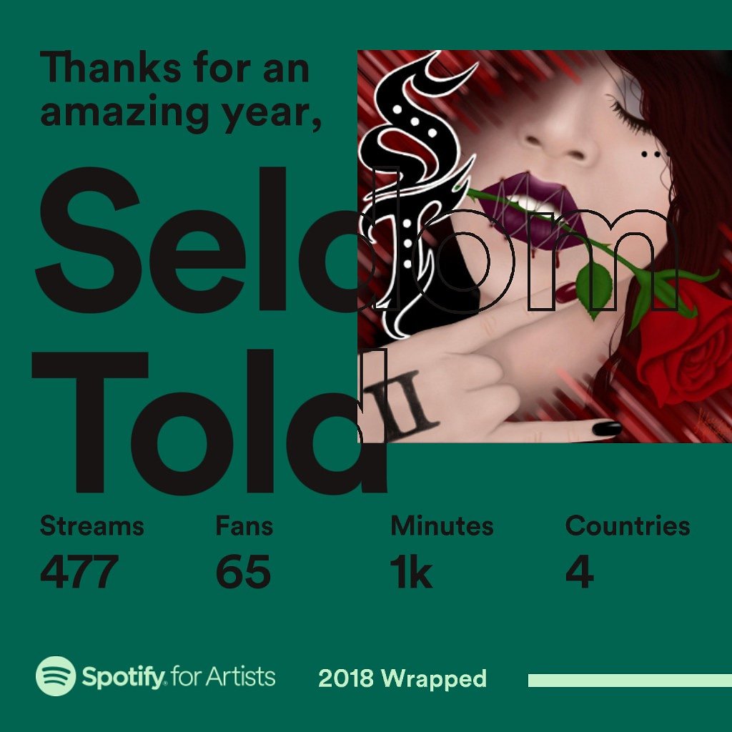 Seldomtoldrocks's tweet photo. Thank you to all that have been listening to us on Spotify in 2018! If it wasn't for you guys, we couldn't do what we do. We haven't been on there for long, so if you didn't already know make sure to follow us, stream us, &amp; spread the word that we are! 👉  https://t.co/ktxpZ413tk https://t.co/tpsttC3Jll