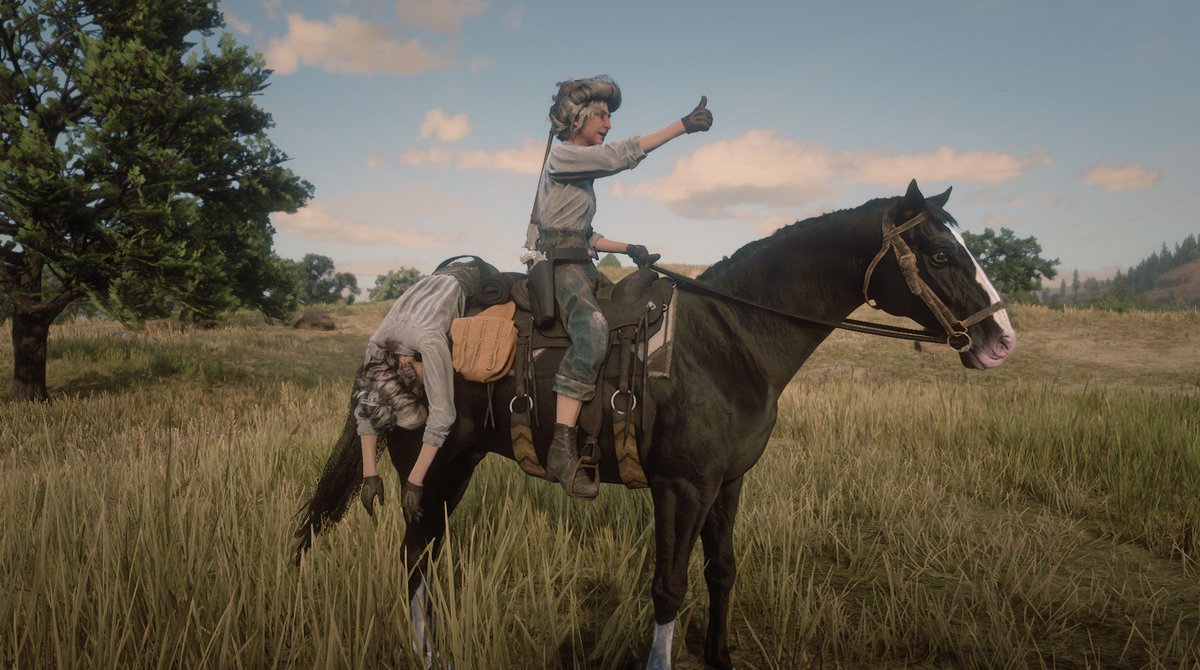 So, um,  @GhostTownGoldie and I have been playing Red Dead Online...