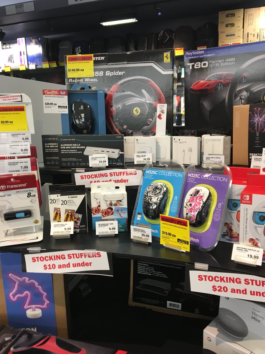 LD_Cloverdale's tweet photo. We have some great ideas for “stocking stuffers” under $10, $20 and $40. Come to the Computer Dept. of London Drugs this Holiday Season. https://t.co/v4IGJ8srzr