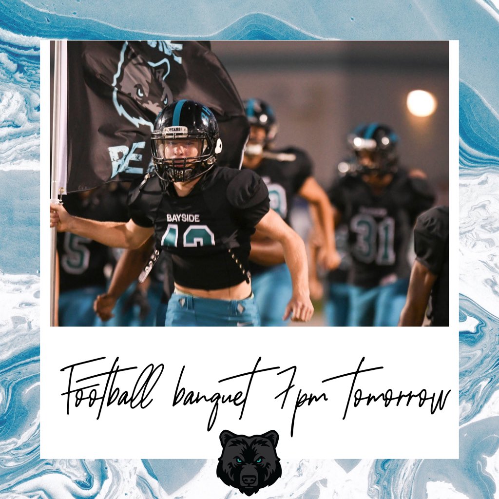 BaysideBears1's tweet photo. Banquet Tomorrow at 7pm in the Cafeteria! #Beardown #Bearwitness

@DobbsTony @RaquezLong @isiahvandwarker @lbx_pgxl @jxrdney @JeancharlesJob @donnie_cullen @DontaviousJames @Ravion04 @Bleau_54 @Jeffreypillard2 @RobertLewisiv @dhattboiivon @ChaseSm67300426 @ssanchez_luis @wavvy_cg https://t.co/Md1bccs5Ks