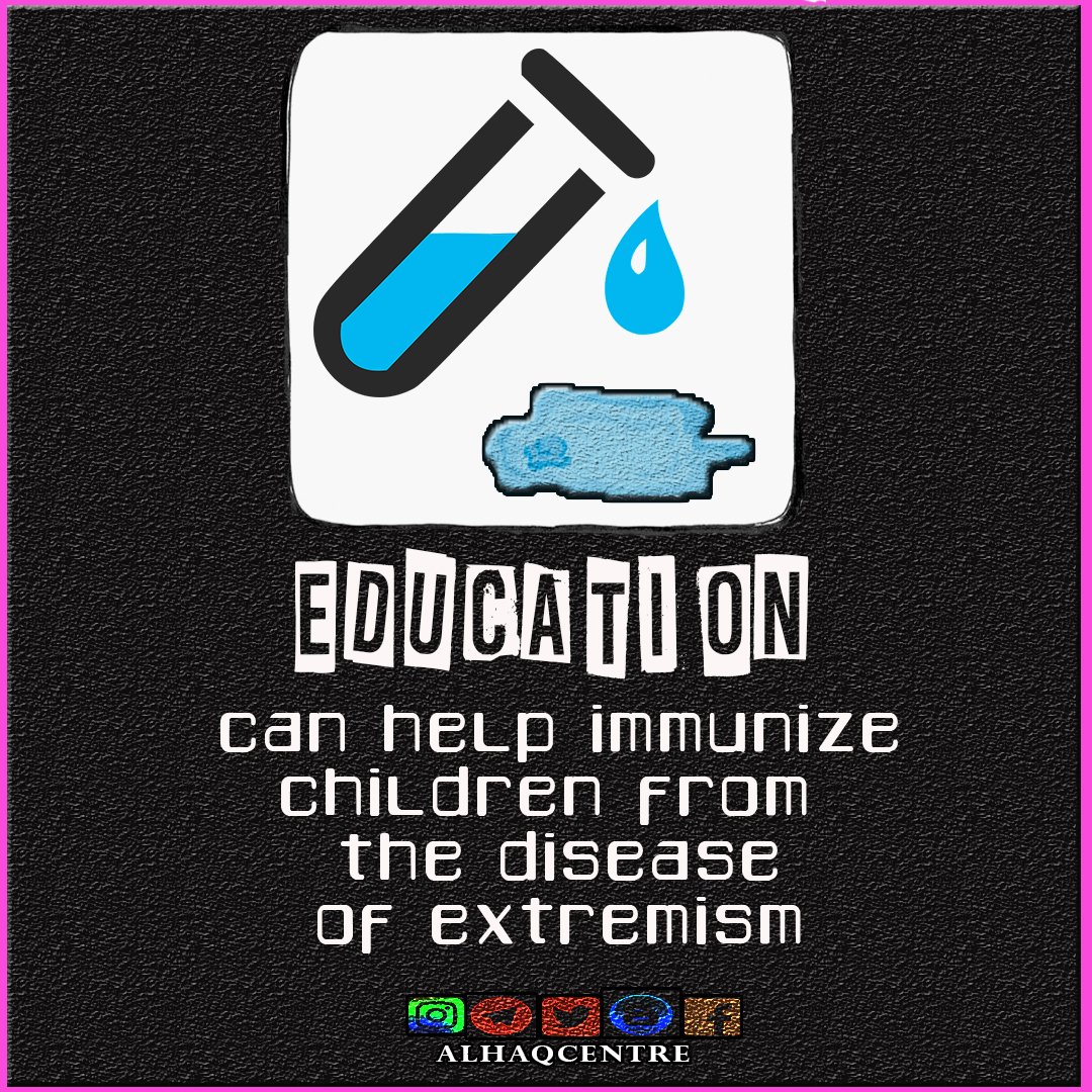 alhaqcentre's tweet photo. EDUCATION CAN HELP IMMUNIZE CHILDREN FROM THE DISEASE OF EXTREMISM
#alhaqcentre
#daesh
#counterterrorist
#muslimnotterrorist
#terroristhasnoreligion
#stopdaesh
#stopisis
#stopextremism
#saynototerrorism
#saynotoviolence
#peacenowar
#antikeganasan
#cintakankeamanan https://t.co/v0p0SZQjCL