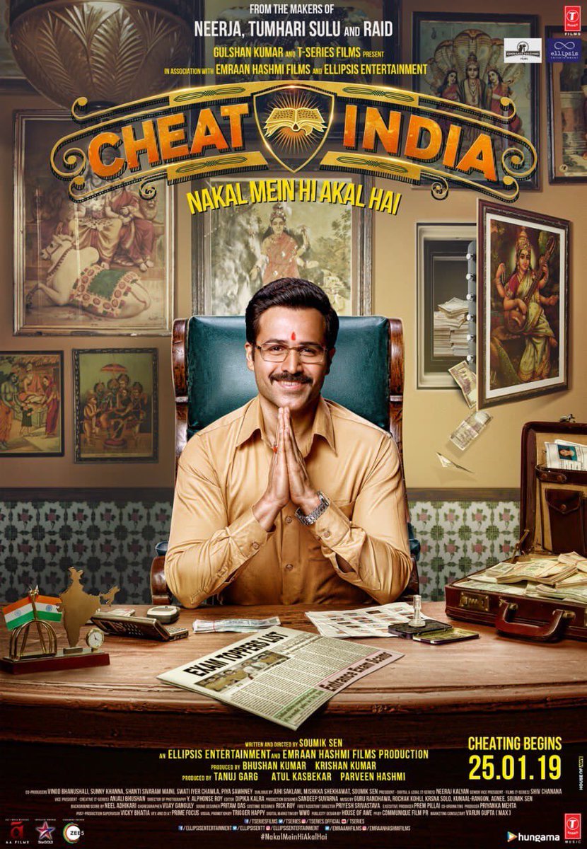 Chalo Karo NAKAL Shuru… 
Aa Gaya CHEATING Ka Guru!

Here’s the second poster of #CheatIndia

I photographed this

Inspired by a few gems who have many divine godly images behind them at work while they go on to shaft n con people all day long 
😀😀

#NakalMeinHiAkalHai