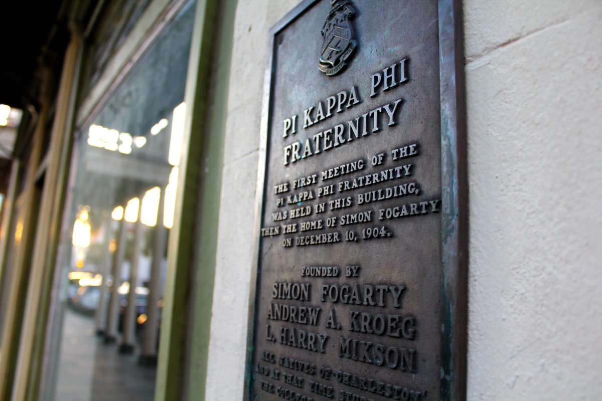 December 10, 1904—114 years ago today, Simon Fogarty, Andrew A. Kroeg and L. Harry Mixson held the first meeting of the Pi Kappa Phi Fraternity at 90 Broad Street in Charleston, SC. Happy Founders' Day, brothers! ⚔️ #PiKappFoundersDay