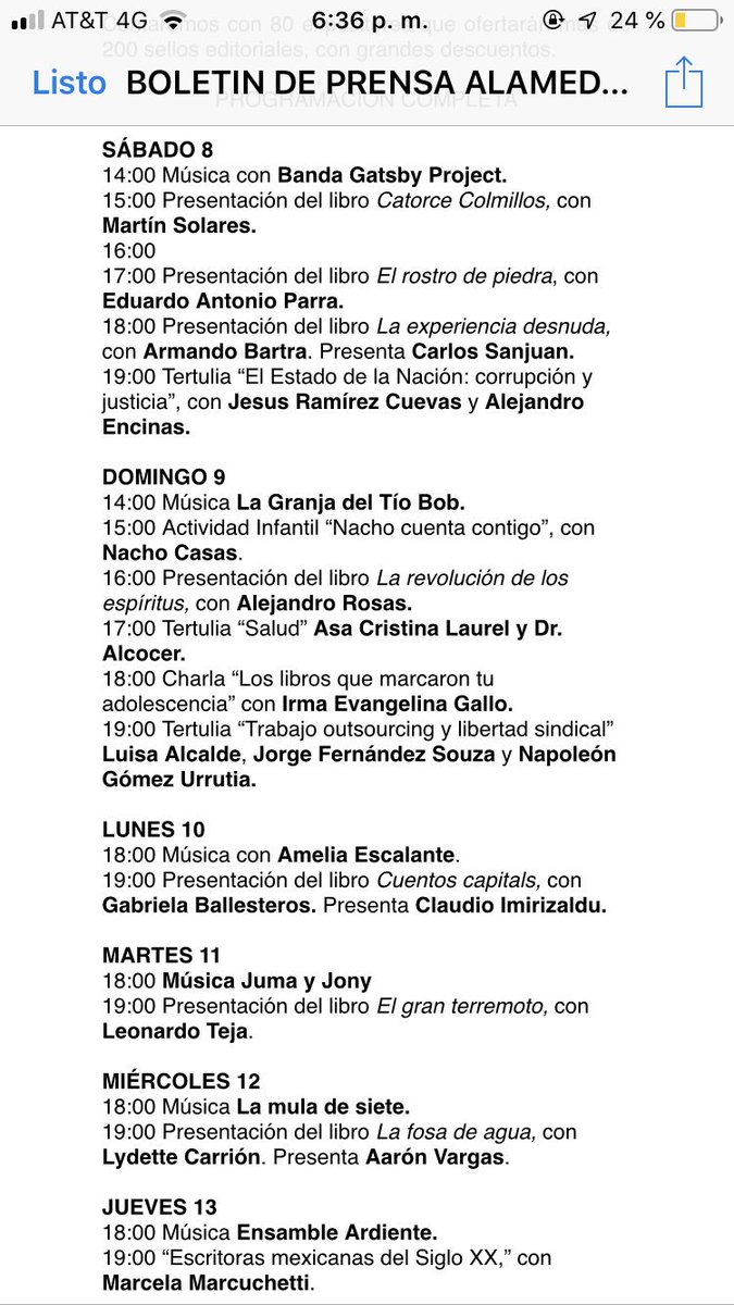 BRIGADACULTURAL's tweet photo. 9 Feria del Libro en la Alameda Central. CANCELADA

Esta medida afecta a libreros, invitados y público que estaban interesados en participar.

(Anexamos la programación que ya teníamos confirmada). 

Les pedimos nos ayuden a difindir por favor con un RT https://t.co/DOOwk6sUy0