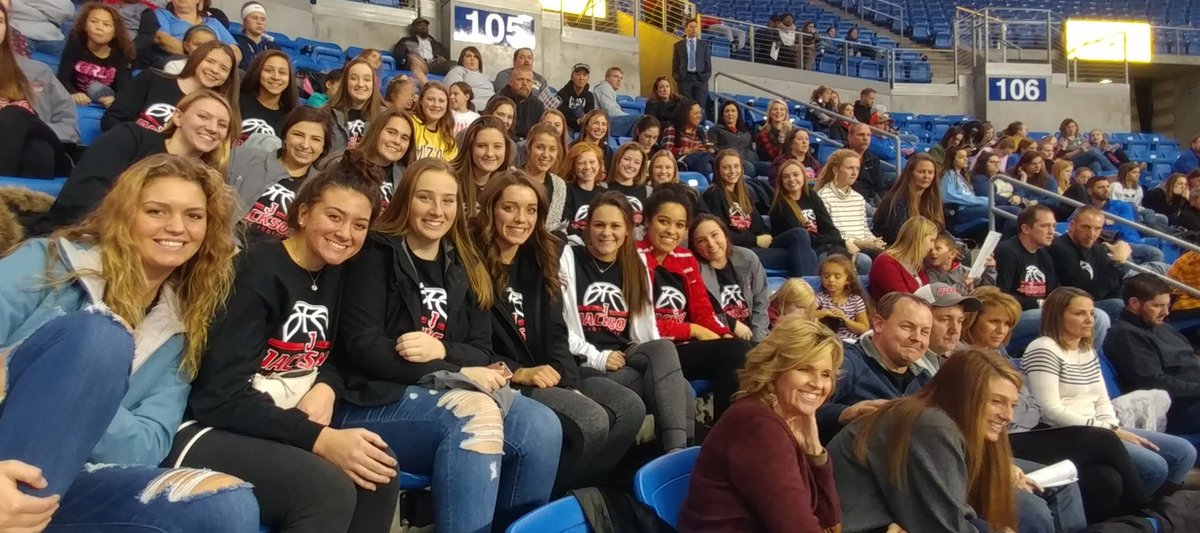 Jackson Girl's basketball team watching SLU vs MIZZOU.  What a great bunch of student athletes and teammates!!  Can't wait to see how far they go this year!!!