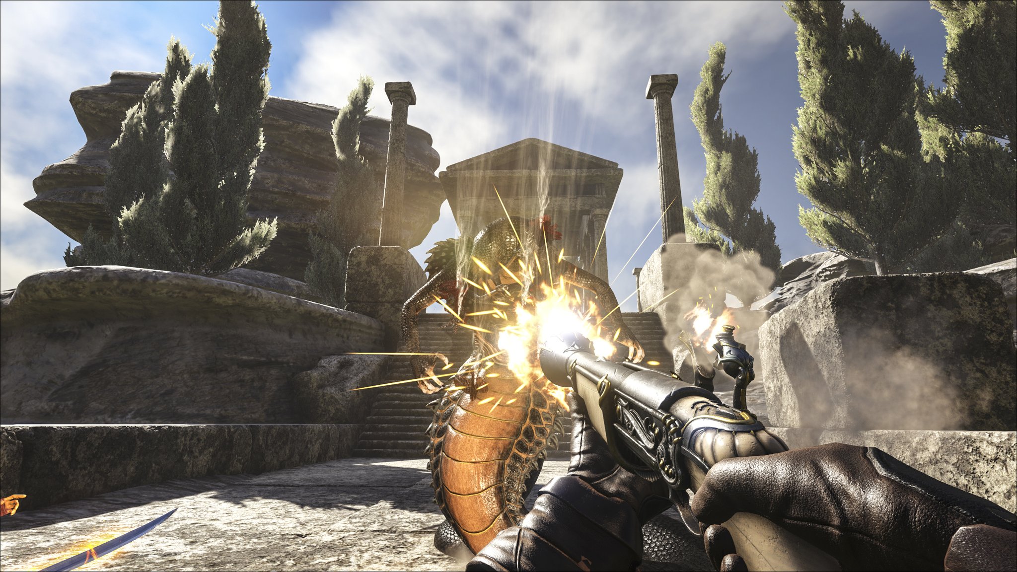 Atlas Having Traveled To An Exotic Island Filled With Ancient Golden Age Ruins A Veteran Pathfinder Blasts A Blunderbuss Into The Scaly Hide Of A Gorgon Playatlas T Co Oazt63h2mj Twitter