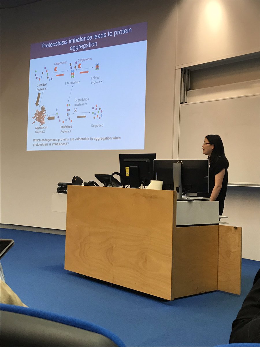 Dr_Oli_Jones's tweet photo. Next up Xiaojing Sui from @unimelb talking about the impact of proteostasis imbalance on proteome solubility #VMSS2018 https://t.co/JTXBMSvPcY