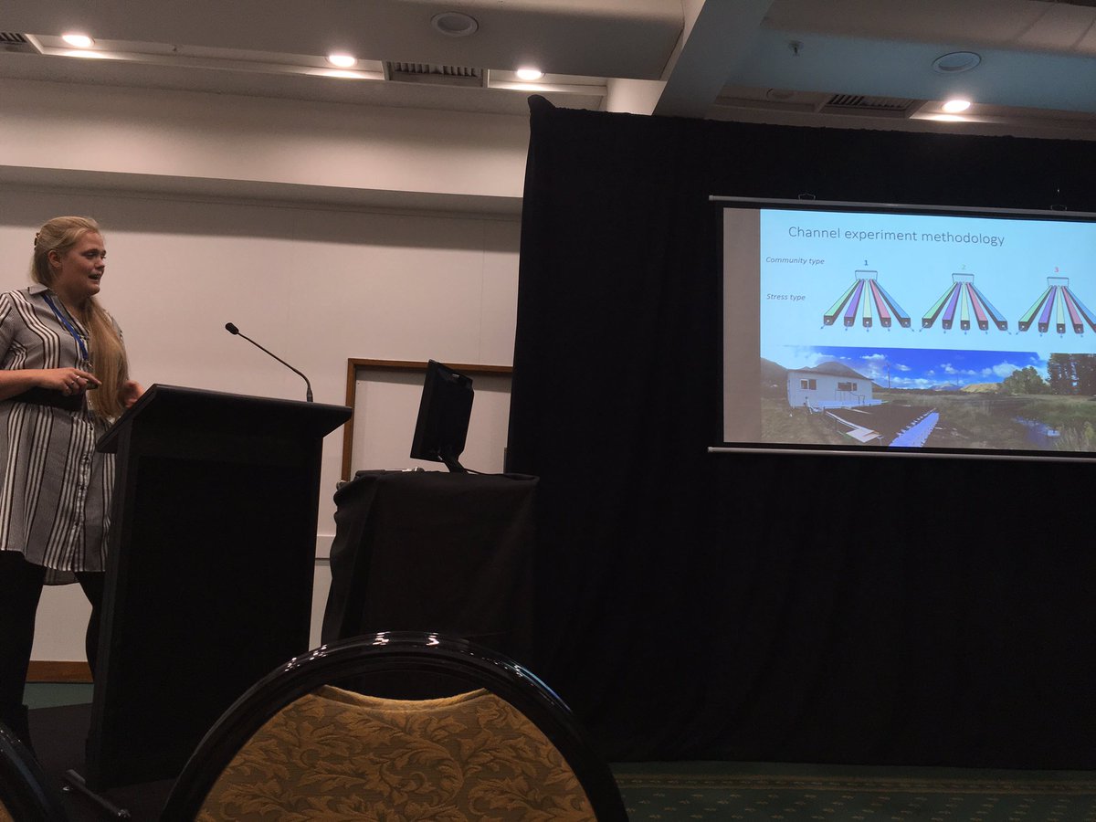 Dr. Catherine Febria (@ecofebria) on Twitter photo <a href="/BarrettIssie/">Dr Issie Barrett</a> @BioHeritage_NZ rocks the rainbows(again!) to show how she is testing and disentangling how environmental filters shape healthy vs degraded stream communities 🌈🌊🐌 #Resistance #Resilience #Restoration #NZFSS2018 <a href="/BarrettIssie/">Dr Issie Barrett</a> @BioHeritage_NZ rocks the rainbows(again!) to show how she is testing and disentangling how environmental filters shape healthy vs degraded stream communities 🌈🌊🐌 #Resistance #Resilience #Restoration #NZFSS2018