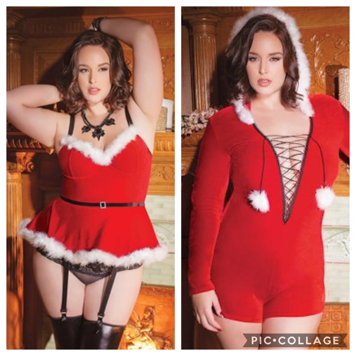 Figuresque's tweet photo. Be the ultimate holiday fantasy ❤️💋🎄 SHOP &amp; ship free! 
🛍https://t.co/AxQCSVKtej🛍

#fashion #plussizefashion #plussize #curvygirl  #fashionista #curves #curvyfashion #plussizemodel #curvywomen #curvy #santababy #bbw #lingerie #christmas #romper #corset #slay https://t.co/jEY2GidXz9