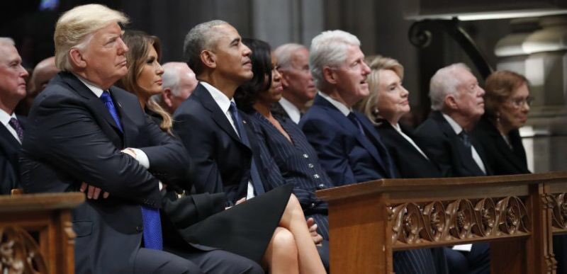 jdj9930's tweet photo. Trump might be the only person that can make a Funeral more depressing. What a horrible person! #GeorgeHWBushFuneral #TrumpIsADisgrace #BushWasBetter https://t.co/d4xUHWogpY