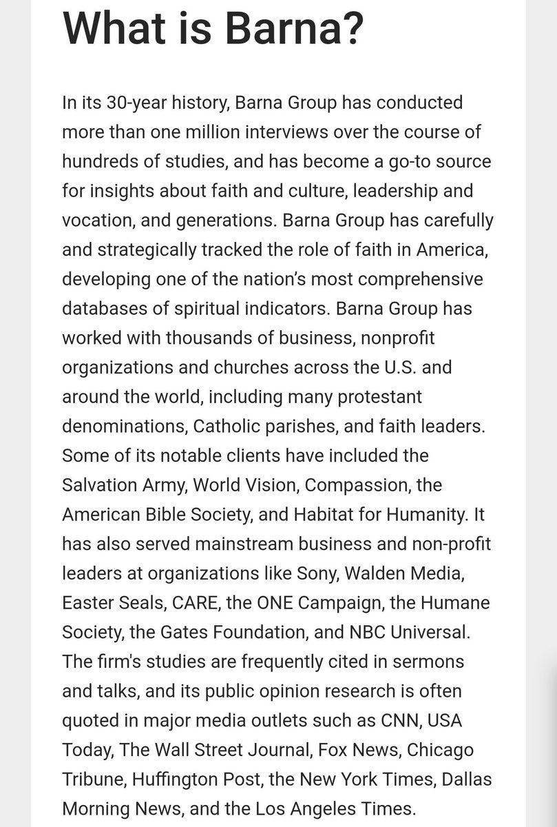 Barna Group was founded by George Barna. Kinnaman is its current president. Barna Group conducts interviews, studies, and public opinion research w/ a focus on Christianity, the challenges it faces, and what people are currently thinking/feeling about a number of faith issues. /8