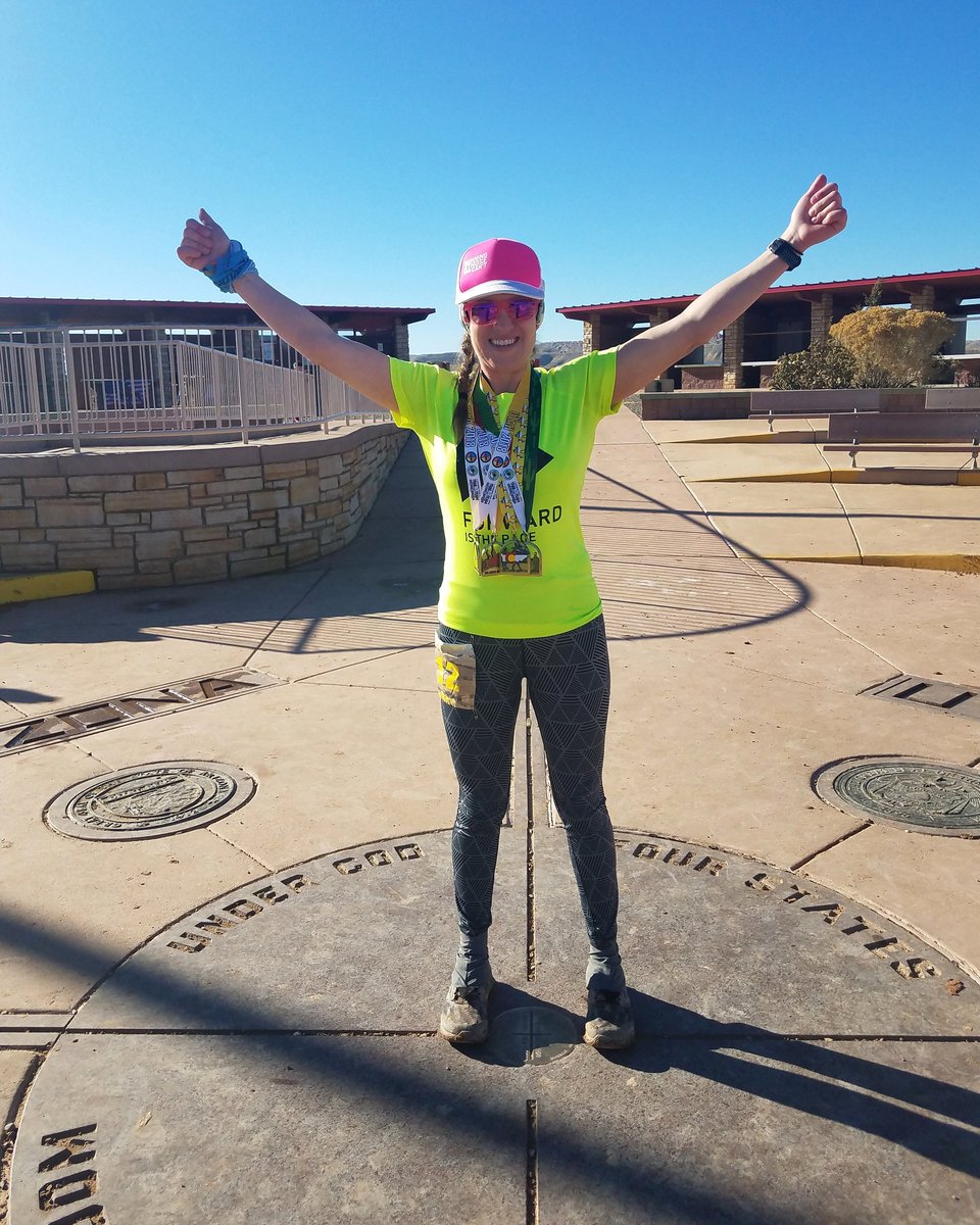 jillrun4life's tweet photo. 4 trail marathons.4 medals. 4 wins. 4 days. 4 states. 4 different types of storms with all the weather..104.8 miles✔
All the 4's. I DID IT!!  Forward is the pace and #BeckerMode got me through
#4cornersTrailMarathons 
@AltraRunning @gotailwind @injinji @UDhydrates @HoneyStinger https://t.co/SiCXgwQoQZ