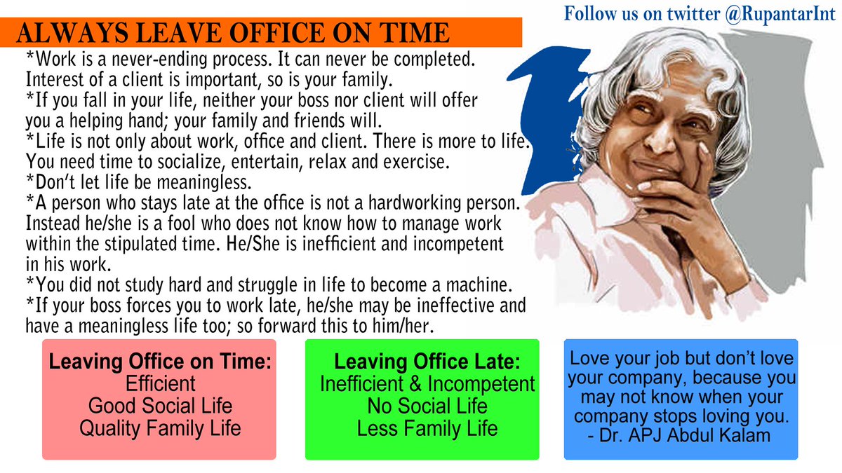 ALWAYS LEAVE OFFICE ON TIME! - Dr. APJ Abdul Kalam, image size:1200x675