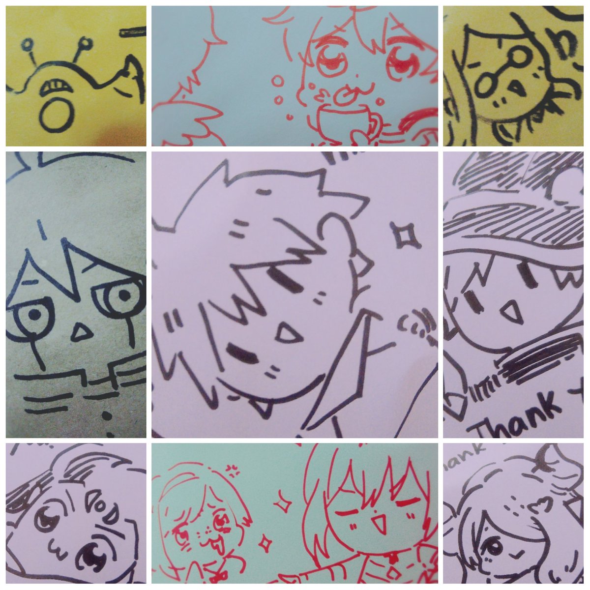 Shipping delayed again ( ; 7 ; )9 ?
I'll still try my best to ship everything within this week!
For the meantime, here's some scribbles I did to your envelopes. #hakamiishop 