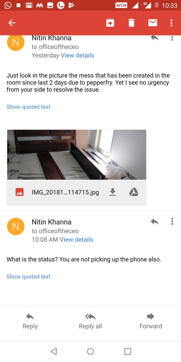 ingenieronitin's tweet photo. @Pepperfry @AmbareeshMurty Order No.- 304754495. Hardware missing for assembling. Raised complaint. Got a call from officeoftheceo on Saturday. It was assured that resolution would be provided in 24 hrs. No resolution as of now. Tried calling and mailing several times No response so far. https://t.co/XoYVmSEfcX