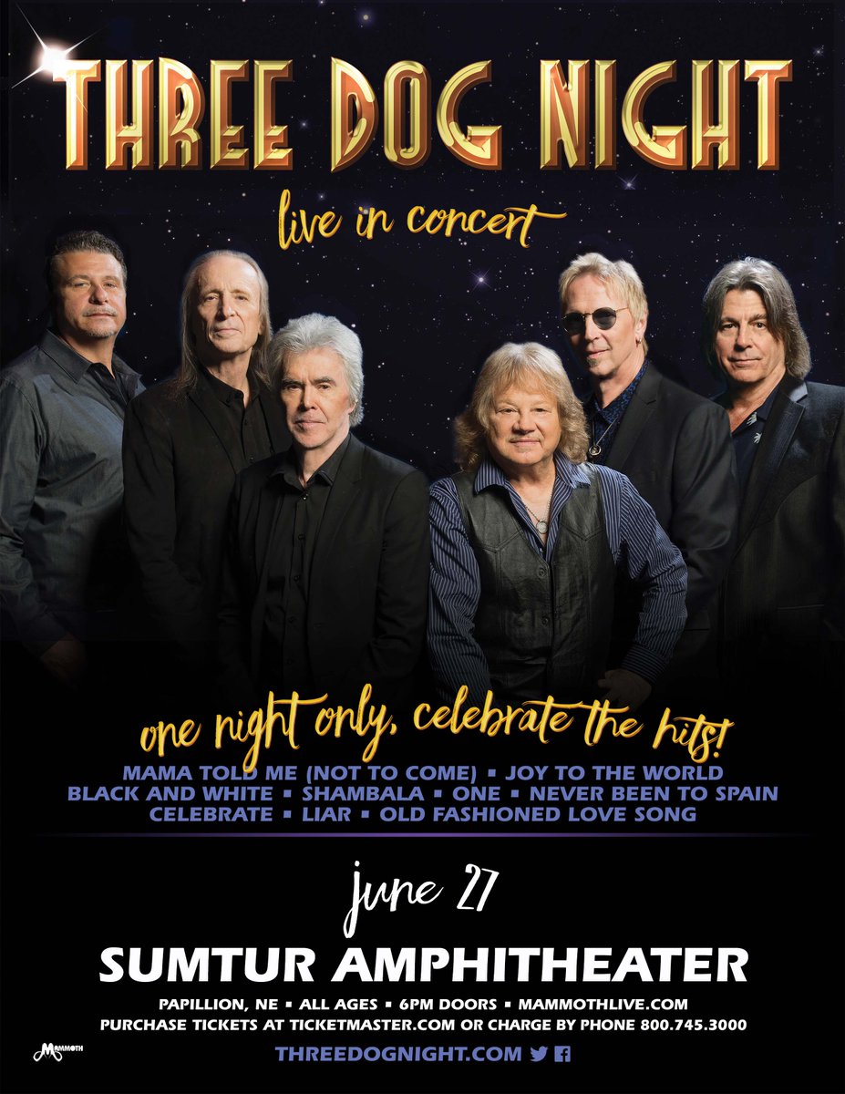 MammothLive's tweet photo. Announcing: @threedognight at @SumTur on 6/27! Tickets on sale Friday at 10am: https://t.co/8ei5B9swr7 https://t.co/OV2I1i8psC