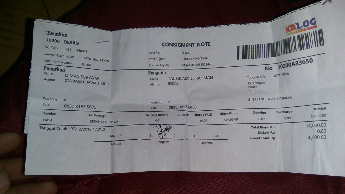 Cek Resi Kereta Api Logistik