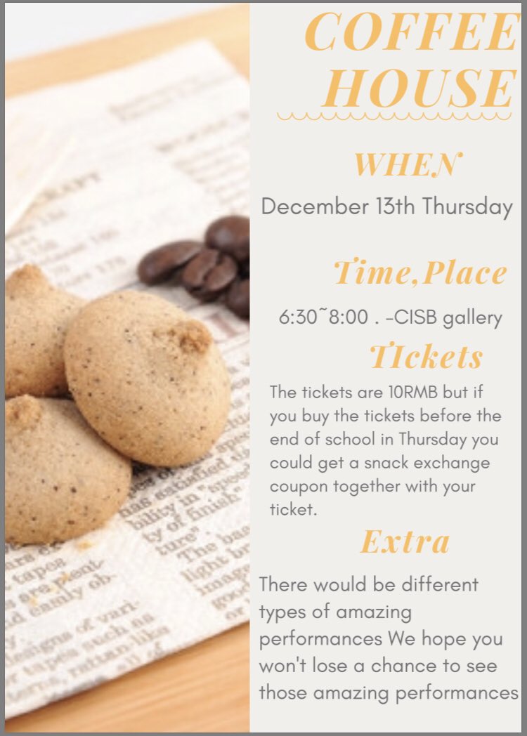 Join us for the Winter Holiday Coffee House!❄️🎄☕️🏠  #myCISB