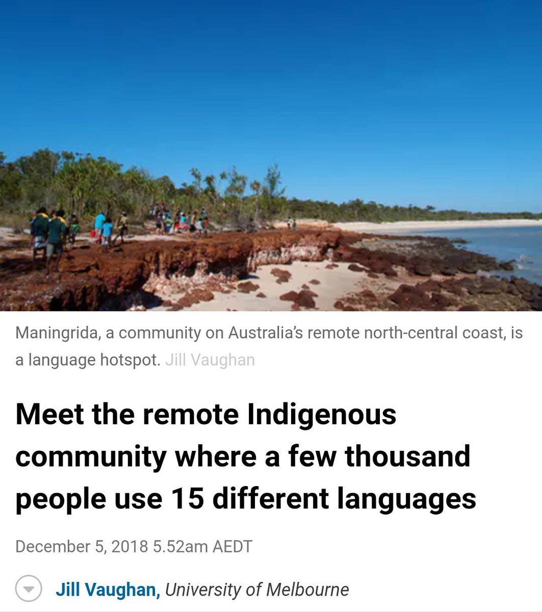 Here's another great article about life in a multilingual community! This one's about Maningrida, and is written by linguist Jill Vaughn. ow.ly/YKq830mVfap  
 #aboriginal #ngaralk #aboriginallanguages #maningrida #linguistics #indigenouslanguages #multilingualism