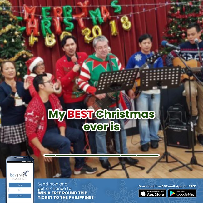 bcremit's tweet photo. Share the story of your most memorable Christmas in the Philippines (or "Paskong Pinas") with your family.
#BCRemit #AtinIto https://t.co/sPnvnUBm4z