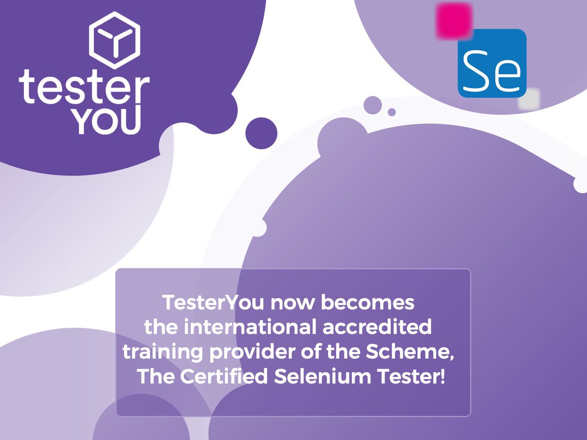 TesterYouHQ's tweet image. We are delighted to announce that, TesterYou now becomes the international accredited training provider of the Scheme, The Certified Selenium Tester!  @gasq 
#TesterYou #A4Q #Seleniumtester #certification #SoftwareTesting #SoftwareTester #QualityAssurance #Live2Test #KeepTesting