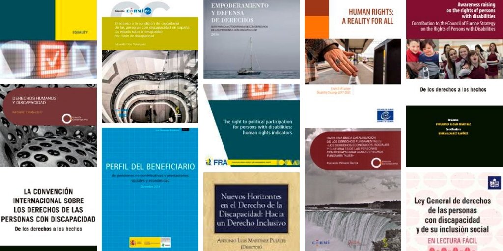 Collage de portadas de publicaciones sobre derechos de las personas con discapacidad