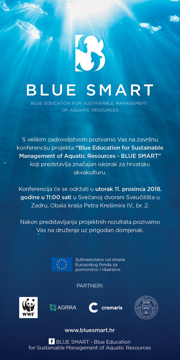 BlueSmartPR's tweet photo. Save the date!
@BlueSmartPR Final conference is coming. 📚⏳🌊📸📽️
See you 😉
#finalconference #BlueSmartPR #blueeconomy #Sustainability #visibility #ZadarCounty @EU_MARE https://t.co/yCOLK4Mx0L