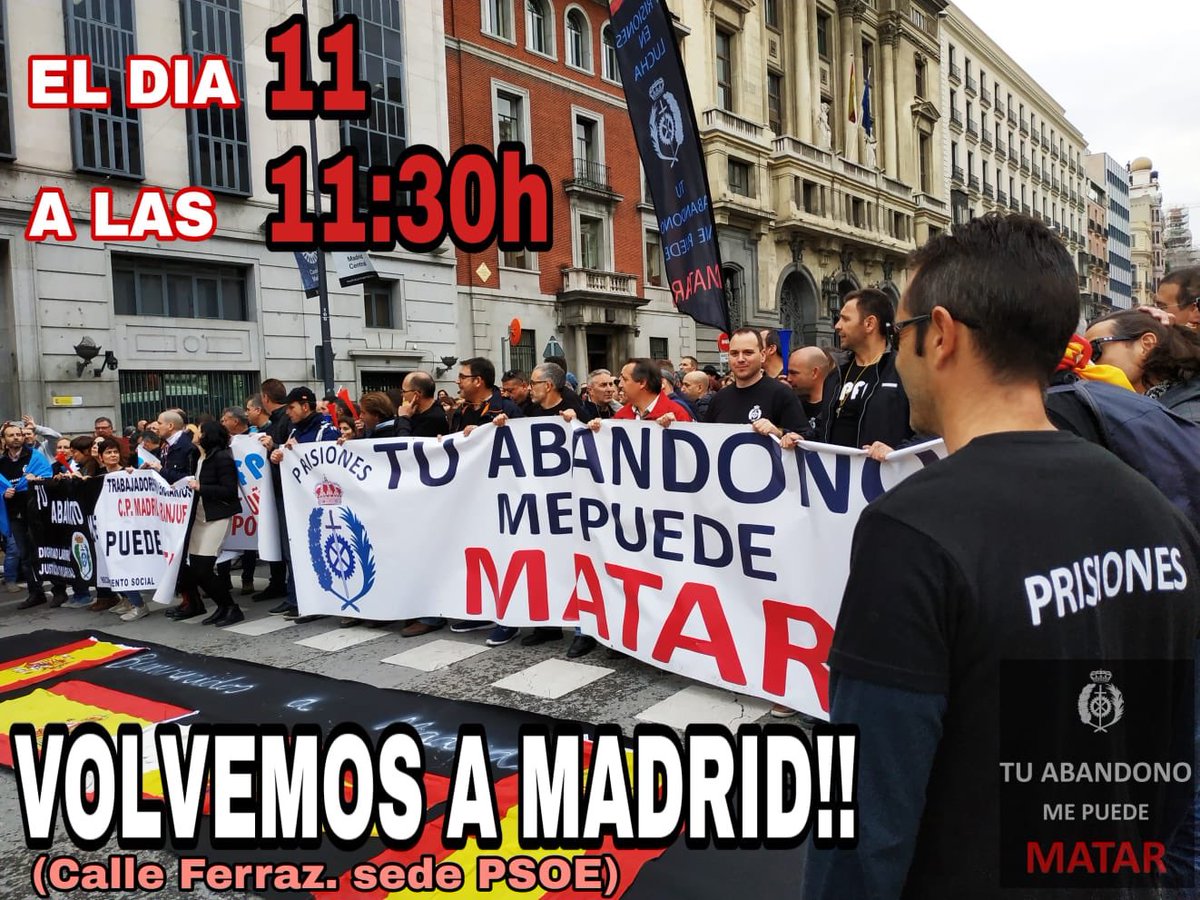 Nacho_Abad's tweet photo. Los funcionarios de prisiones vuelven a salir a la calle para defender sus derechos y que lo que les ocurre tras las paredes de las prisiones se conozca.  #TuAbandoMePuedeMatar https://t.co/chPnIY8cRr