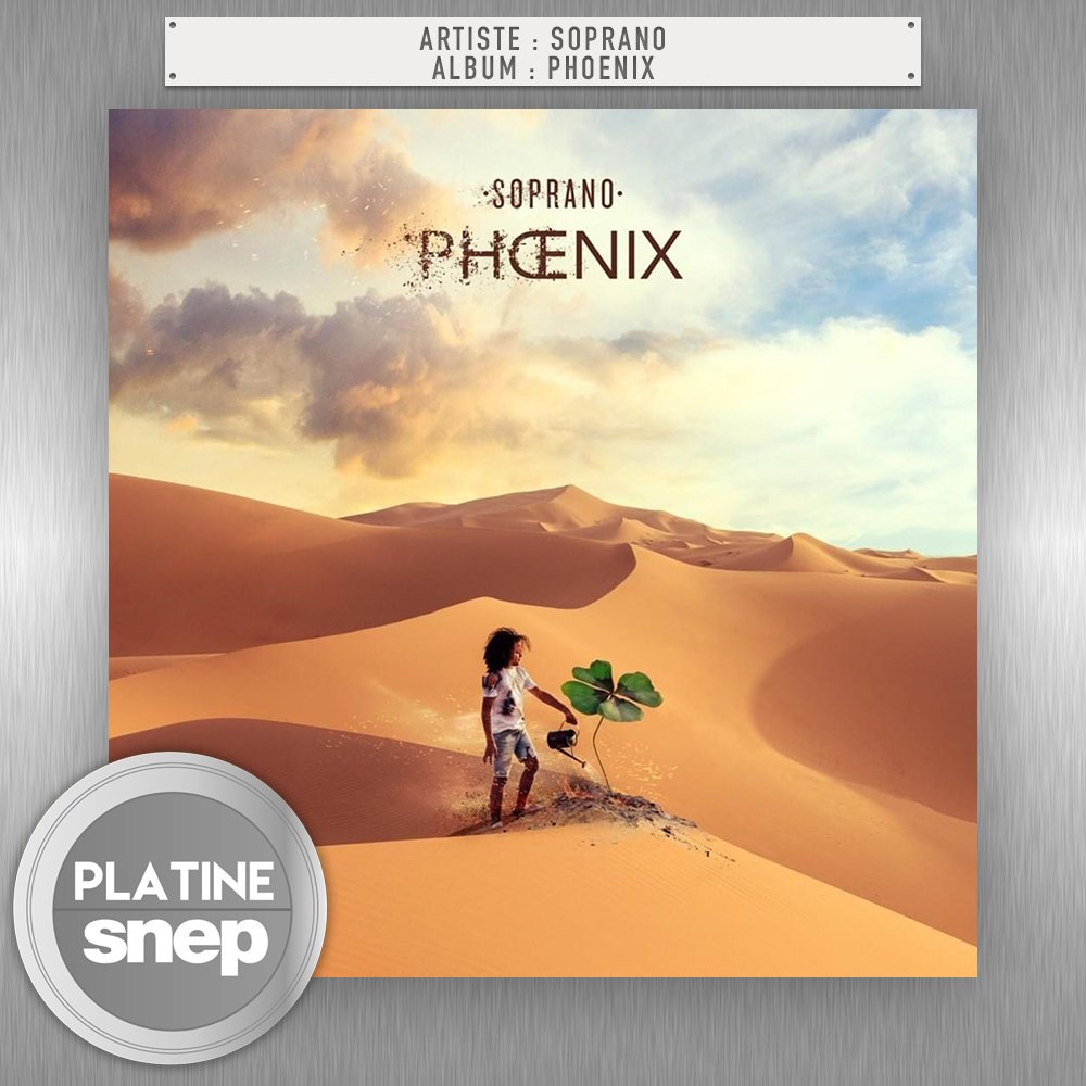 snep's tweet photo. L'album "Phoenix" de Soprano est certifié Platine ! 💿

100 000 équivalents ventes 📈

Bravo ! 👏

@sopranopsy4 🔹@warnermusicfr 🔹@rec_118 https://t.co/n9cy5r5VJL
