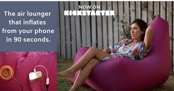Sunvibes launch AirThrone The Air Lounger That Inflates From Your Phone
Early bird 30 euros around 44 USD on Kikstarter.
  crwd.ly/airthrone16