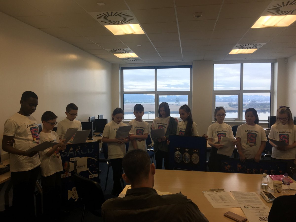 MissK_StM's tweet photo. Presenting our project to the judges. They asked some tough questions, but we demonstrated what we’ve learned through our answers. @FLLUK @StMonicaMilton #IntoOrbit #SARCU #spacedebriscleanup https://t.co/rJYFlxbvO8