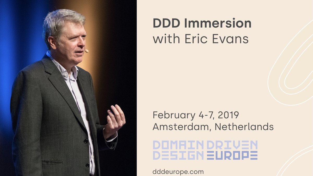DDD Europe (@ddd_eu) on Twitter photo Saturday is the last day for our Early Bird pricing for the pre- and post-conference workshops. ICYMI: We've got 13 workshops to choose from, including <a href="/ericevans0/">Eric Evans</a>' 4 day DDD Immersion class. Tickets for the main events are also still available (but going fast). Saturday is the last day for our Early Bird pricing for the pre- and post-conference workshops. ICYMI: We've got 13 workshops to choose from, including <a href="/ericevans0/">Eric Evans</a>' 4 day DDD Immersion class. Tickets for the main events are also still available (but going fast).