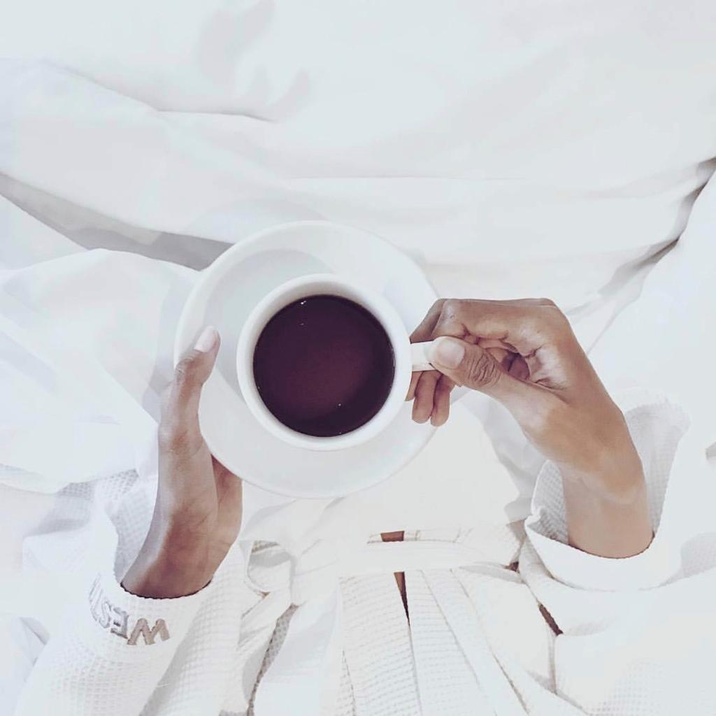 Relax and savor a cup of your favorite morning beverage in our Heavenly Bed. You'll sleep so well that you won't need a refill. #SleepWell