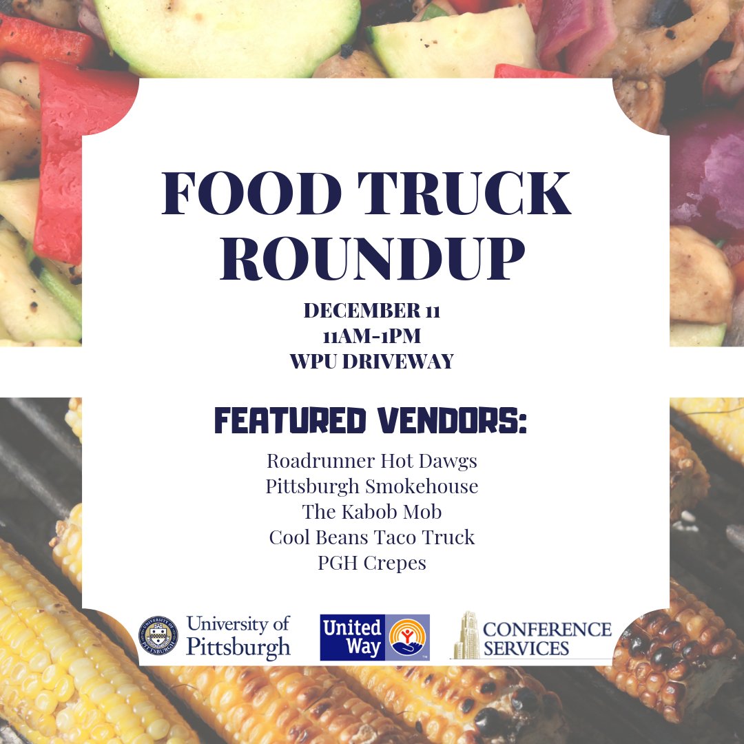 Come check out our array of food trucks tomorrow afternoon! 

#foodtrucks #pittsburghfoodtrucks #pittevents #foodtruckroundup