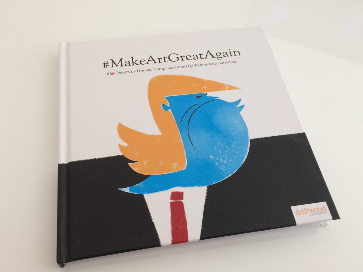 theMAGAbook's tweet photo. Looking for the perfect Christmas Gift? Order the MakeArtGreatAgain Book now: 66 #Trump tweets, illustrated by 30 artists from all over the world!  https://t.co/w79e6nWL2j https://t.co/HTLHP7zndL