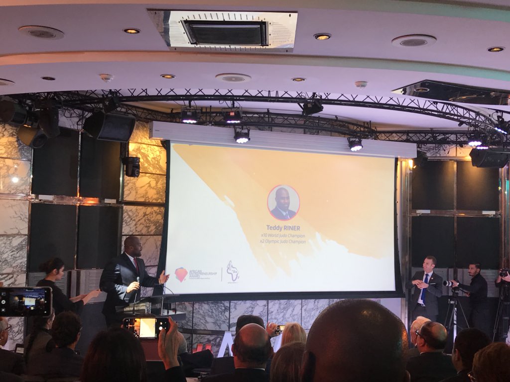AEAward's tweet photo. Teddy Riner est fier de faire partie de l’aventure #AEAward 2018 #entrepreneurship #Africa https://t.co/rPddHSB3tD